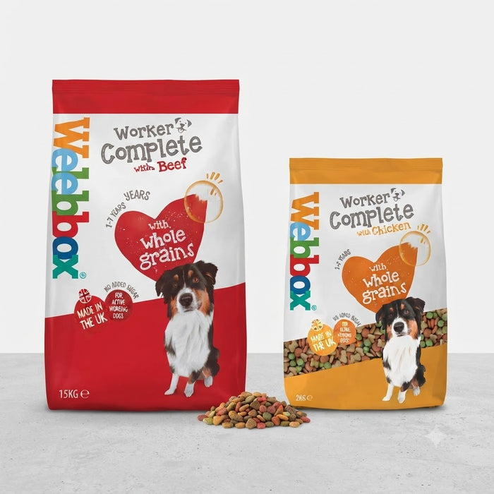 Webbox Complete Dry Dog Food - Beef or Chicken Recipe (Choose Size: 2kg or 15kg)