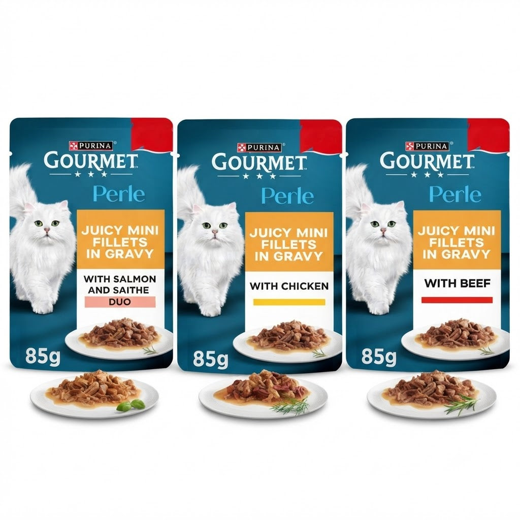 GOURMET Perle Mini Fillets in Gravy Wet Cat Food - 85g Multipack (26 Pouches)