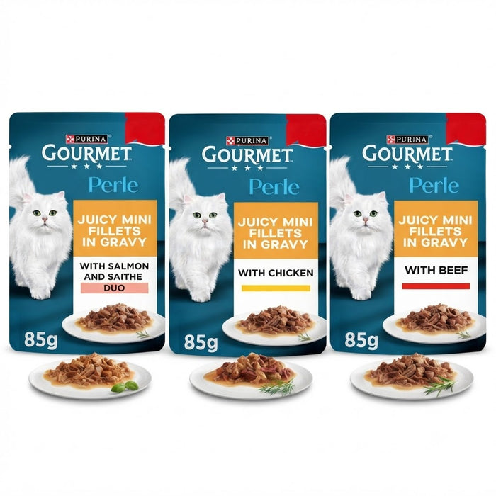 GOURMET Perle Mini Fillets in Gravy Wet Cat Food - 85g Multipack (26 Pouches)