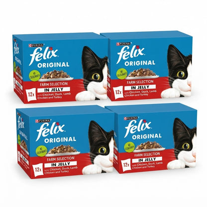 FELIX Original Wet Cat Food in Jelly – Multi-Pack Selection (4 x 12 x 85g)