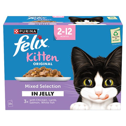 FELIX Original Kitten Wet Cat Food in Jelly – Mixed Selection (4 x 12 x 85g)
