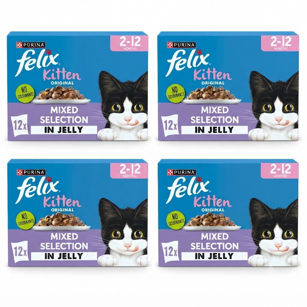 FELIX Original Kitten Wet Cat Food in Jelly – Mixed Selection (4 x 12 x 85g)