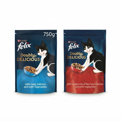 FELIX Doubly Delicious Dry Cat Food – Multi-Pack Selection (4 x Packs)