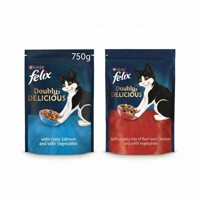 FELIX Doubly Delicious Dry Cat Food – Multi-Pack Selection (4 x Packs)