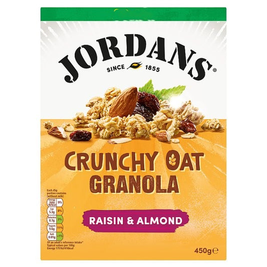 Jordans Raisin & Almond Crunchy Oat Granola – Breakfast Cereal (450g, Pack of 4)