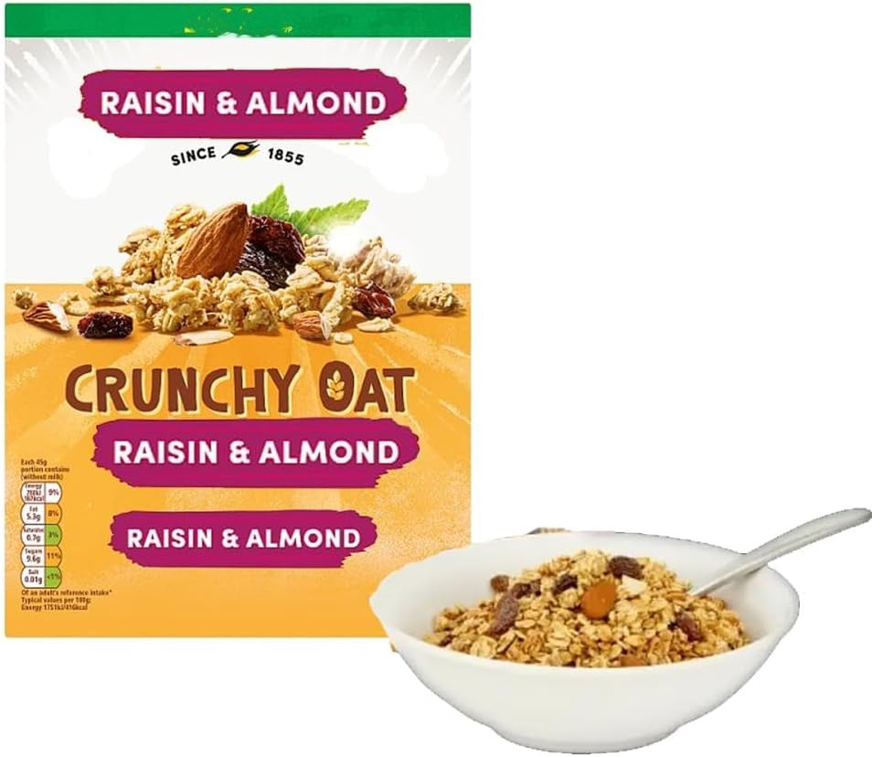 Jordans Raisin & Almond Crunchy Oat Granola – Breakfast Cereal (450g, Pack of 4)