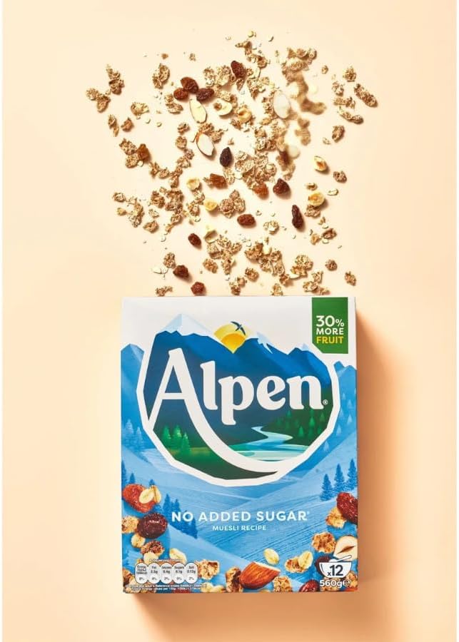 Alpen Muesli Breakfast Cereal - Traditional & No Added Sugar Variants (6 x 550g Bulk Pack)