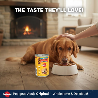 PEDIGREE Adult Wet Dog Food Cans 400g/385g x 12 | Chicken, Beef & Liver