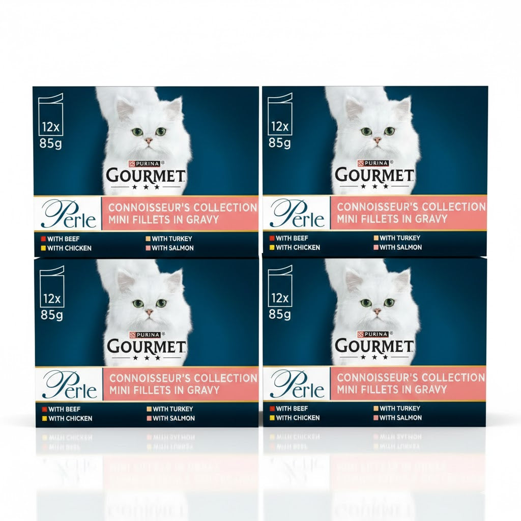 GOURMET Perle Mini Fillets in Gravy Multipack – Premium Wet Cat Food (4 x 12 x 85g)