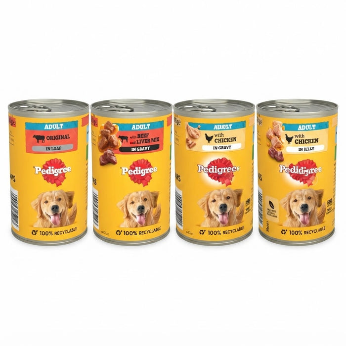 PEDIGREE Adult Wet Dog Food Cans - 400g/385g (12-Pack Variants)