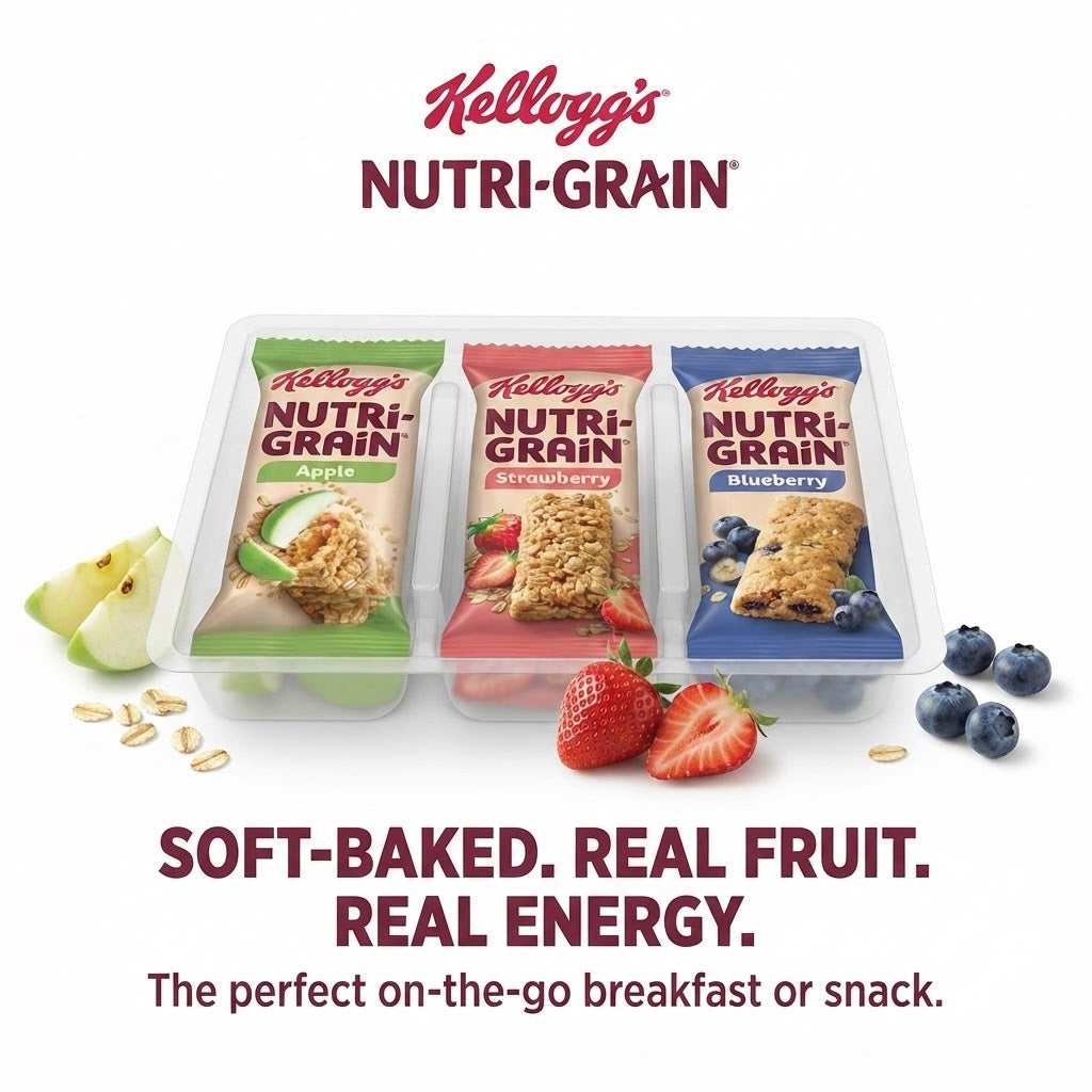 Kellogg's Nutri-Grain Soft Baked Cereal Bars – Fruit Flavored Breakfast & Snack Bars (25 x 37g)