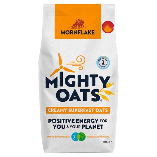 Mornflake Mighty Oats Creamy Superfast Oats – Wholegrain Breakfast Cereal (500g, Pack of 12)