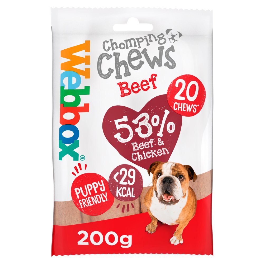 Webbox Chew-it Chews for Dogs (10 x 200g Packs) - Choose Your Flavor: Beef or Chicken