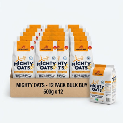 Mornflake Mighty Oats Creamy Superfast Oats – Wholegrain Breakfast Cereal (500g, Pack of 12)