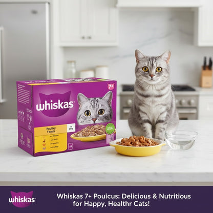 Whiskas Senior 7+ Poultry Feasts in Jelly Wet Cat Food - 4 x 12 x 85g