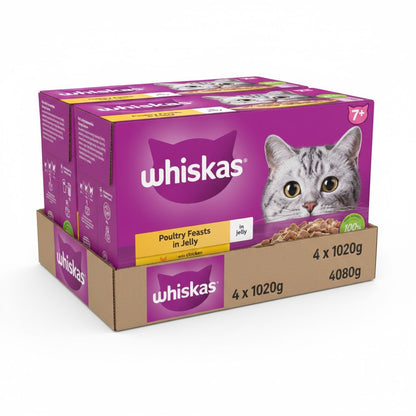 Whiskas Senior 7+ Poultry Feasts in Jelly Wet Cat Food - 4 x 12 x 85g