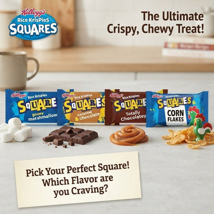 Kellogg’s Rice Krispies Squares Multipack – Marshmallow, Caramel & Chocolate, Corn Flakes or Totally Chocolatey (30 Bars)