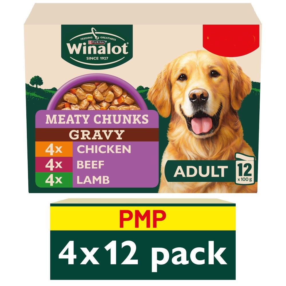 Winalot Wet Dog Food Multipack – Meaty Chunks & Sunday Dinner Selection (4 x 12 x 100g Pouches)