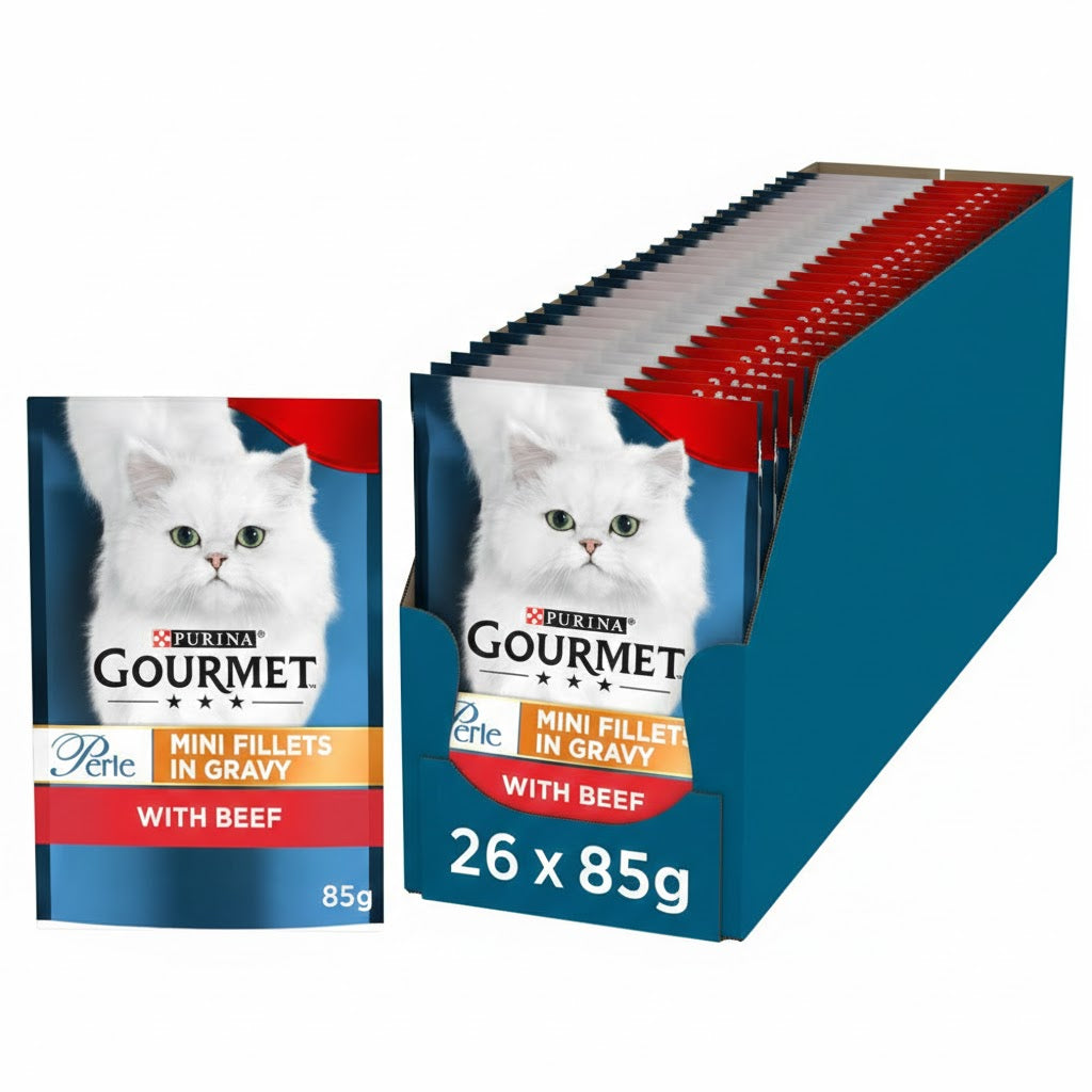 GOURMET Perle Mini Fillets in Gravy Wet Cat Food - 85g Multipack (26 Pouches)