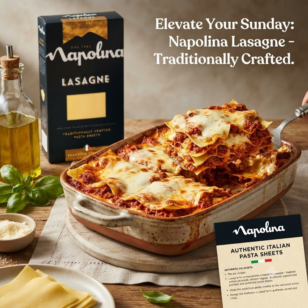 Napolina Lasagne Sheets – Traditionally Crafted Italian Pasta (375g x 9 Pack)