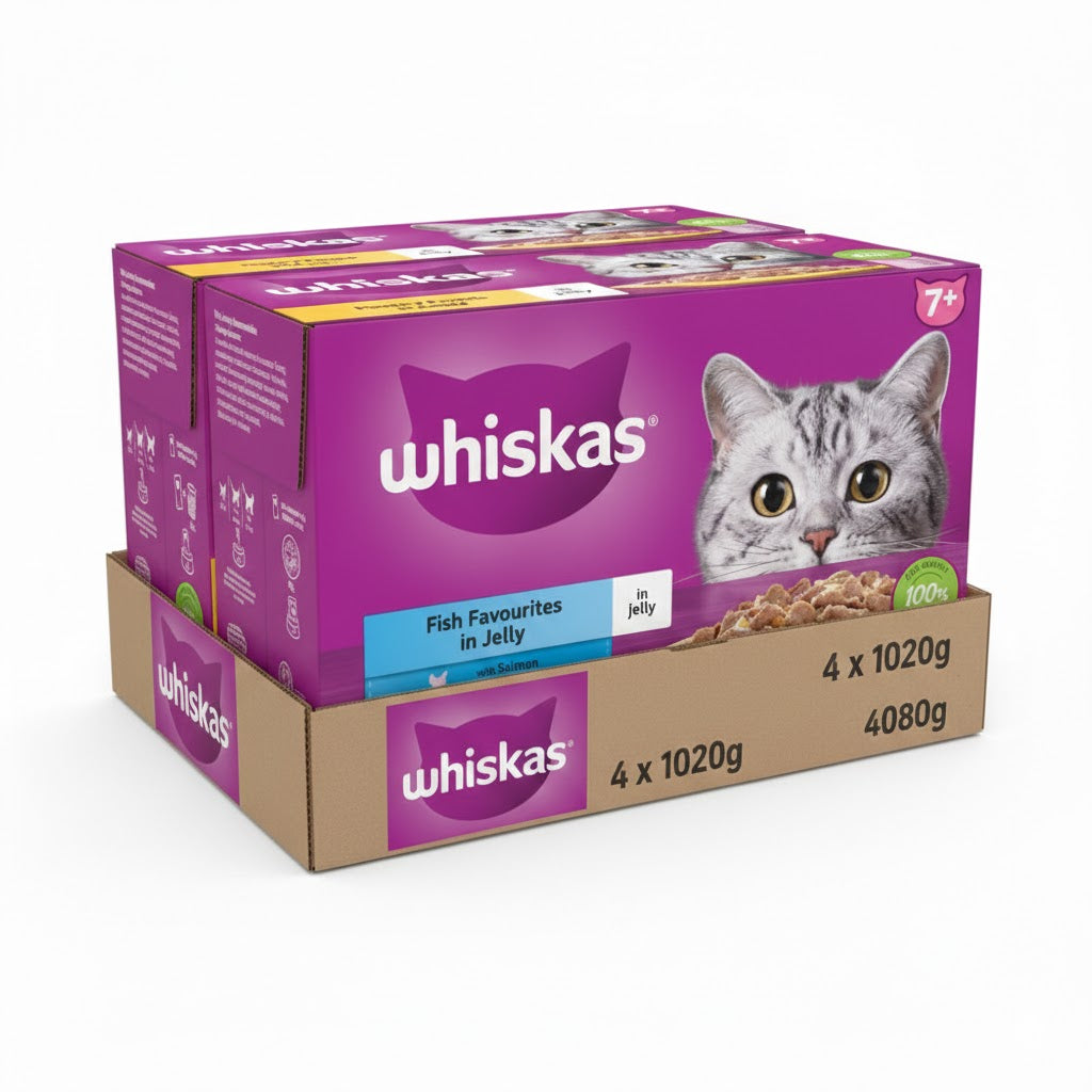 Whiskas 1+ Adult Wet Cat Food Pouches – 4 x 12 x 85g Multi-Pack