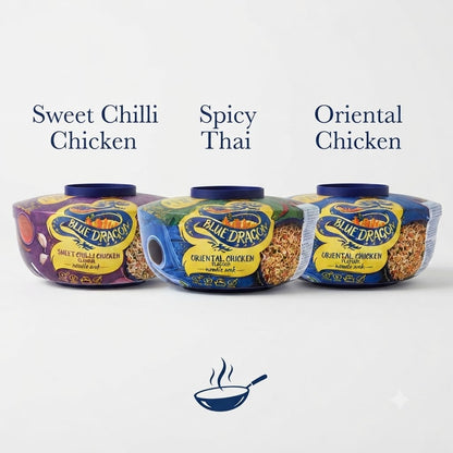 Blue Dragon Noodle Wok – Sweet Chilli, Spicy Thai or Oriental Chicken (67g/65g x 6 Pack)