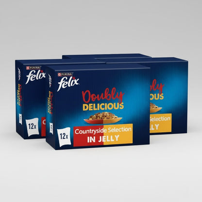 FELIX Doubly Delicious Countryside Selection in Jelly – Wet Cat Food (4 x 12 x 85g)