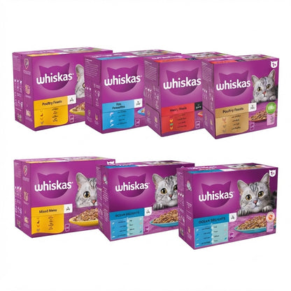 Whiskas 1+ Adult Wet Cat Food Pouches – 4 x 12 x 85g Multi-Pack