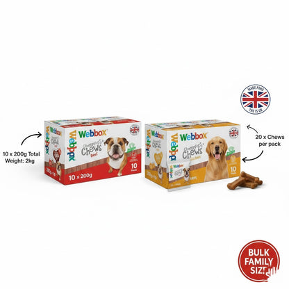 Webbox Chew-it Chews for Dogs (10 x 200g Packs) - Choose Your Flavor: Beef or Chicken