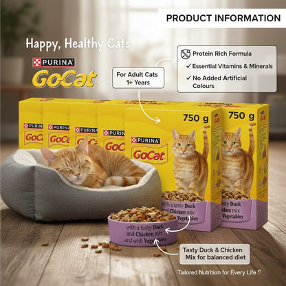 Purina GO-CAT Adult Dry Cat Food – Chicken, Duck, Turkey & Herring Flavours