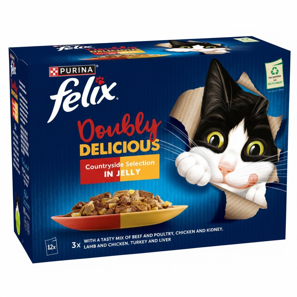 FELIX Doubly Delicious Countryside Selection in Jelly – Wet Cat Food (4 x 12 x 85g)