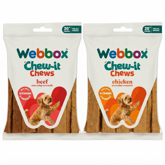Webbox Chew-it Chews for Dogs (10 x 200g Packs) - Choose Your Flavor: Beef or Ch