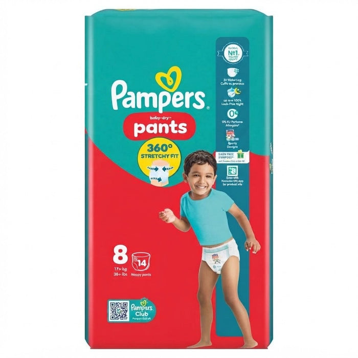 4x 49s Pampers Baby-Dry Nappy Pants Size 8 360 Fit