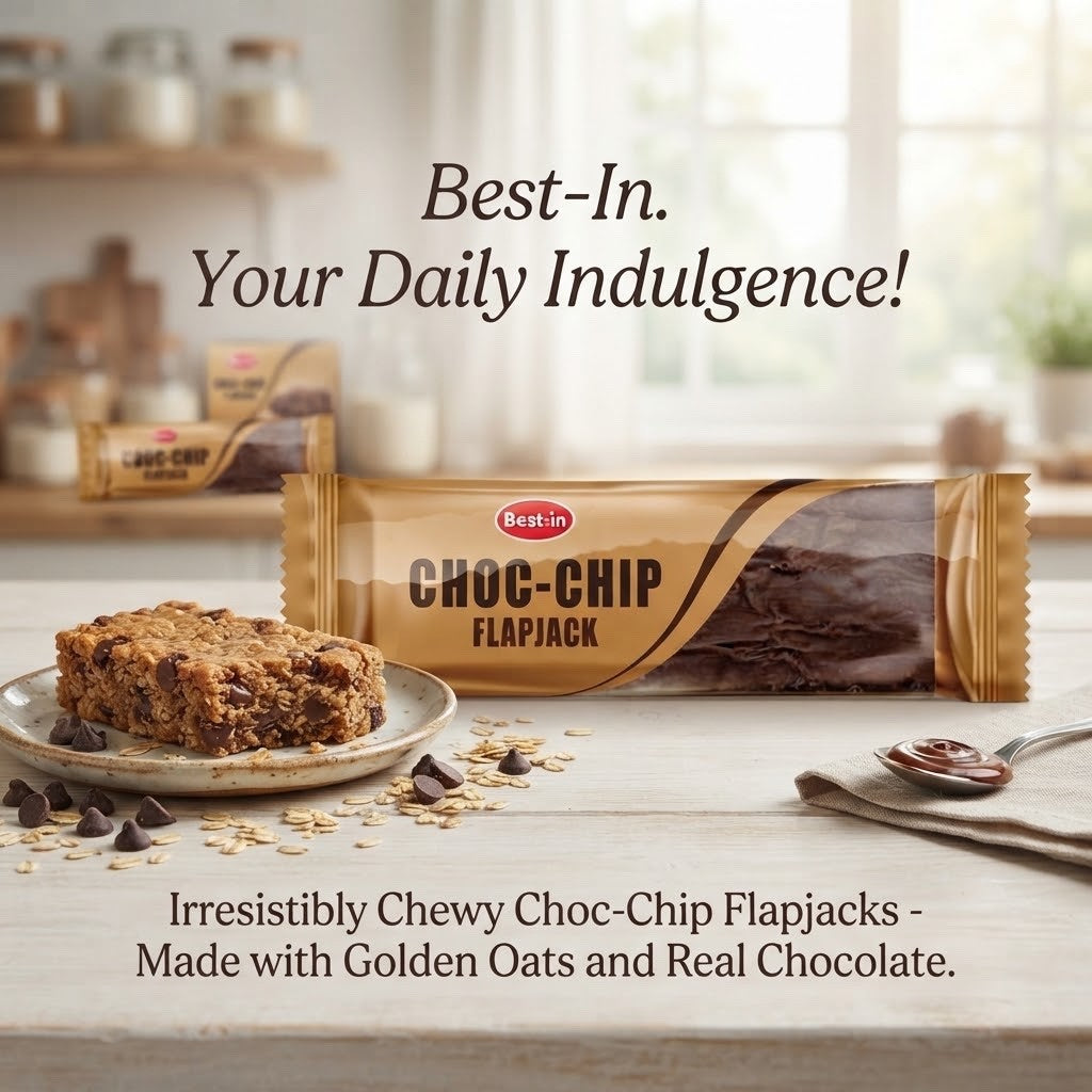 85g x 12 | Best-In Flapjack-Caramel, Choc Chip, Golden Oats,orRaspberry Bakewell