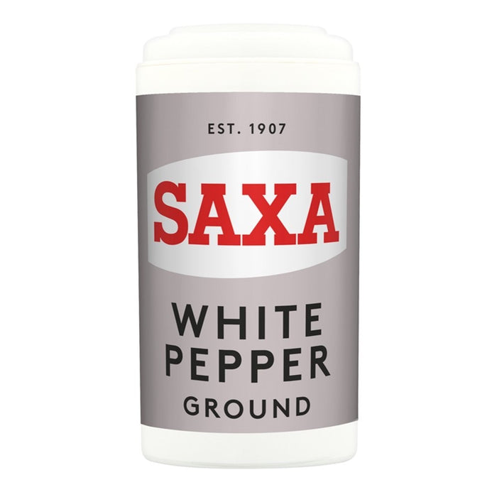 12 x 25g Saxa Ground White Pepper Plastic Pot | Simply Unlocks Flavour