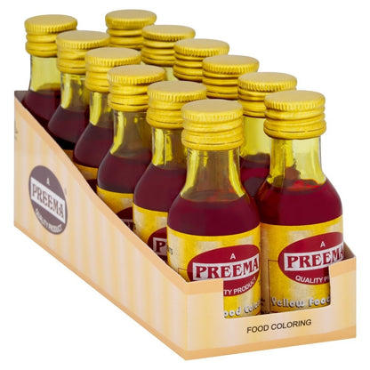 12 x 28ml Preema Yellow Food Coloring Pack - Halal, Vegetarian & Non-Alcoholic