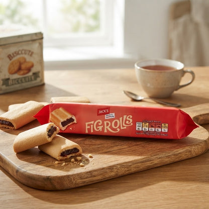 12 x 200g Pack | Jack's Fig Rolls, Light Golden Pastry Filled with Fig Paste
