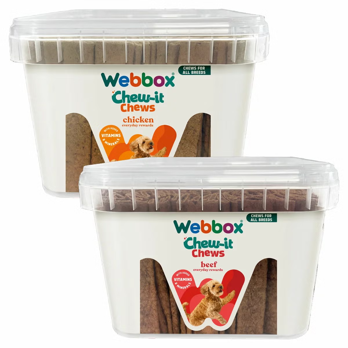 Webbox Meaty Chomping Chews Dog Treats 2.15kg Bulk Box 2 Flavours Assorted