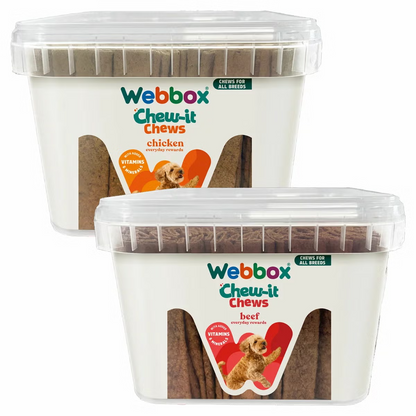 Webbox Meaty Chomping Chews Dog Treats 2.15kg Bulk Box 2 Flavours Assorted