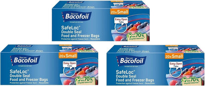 20s Pack Bacofoil SafeLoc Double Seal Food Freezer Bags Small 12 Boxes (240