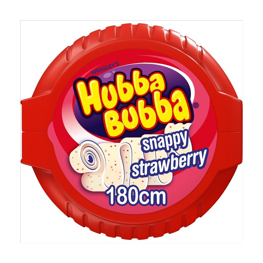Hubba Bubba Chewing Gum Tape Strawberry 56g - Bulk Pack Box -12 Pack / 180 Pack