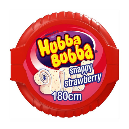 Hubba Bubba Chewing Gum Tape Strawberry 56g - Bulk Pack Box -12 Pack / 180 Pack