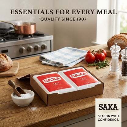 6 x 1.5 kg Pack Saxa Fine Table & Cooking Salt All Purpose Pantry Essential