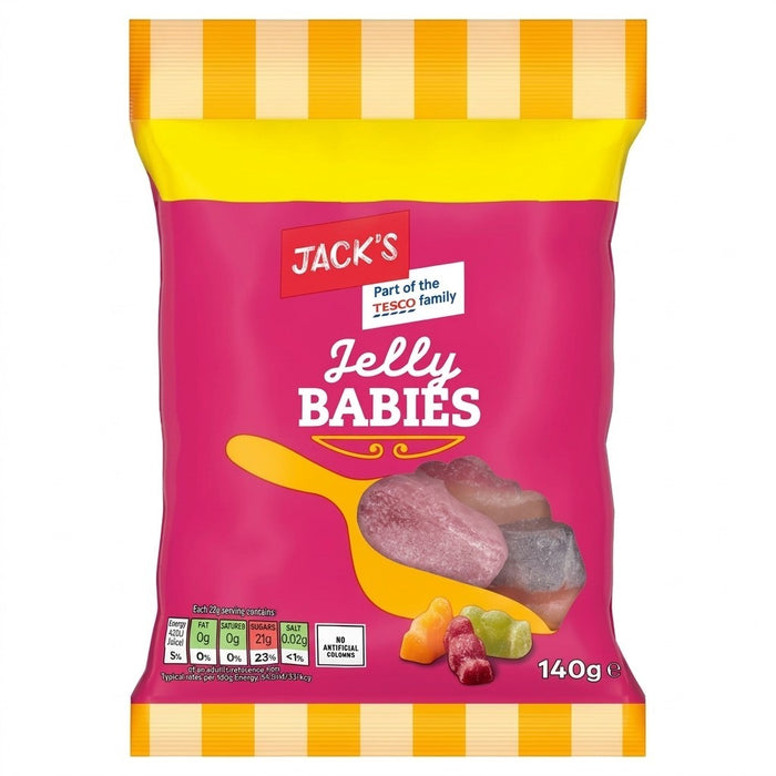 10x 140g Jack's Jelly Babies Chewy Soft Fruit Flavour Gums Sweets Bag