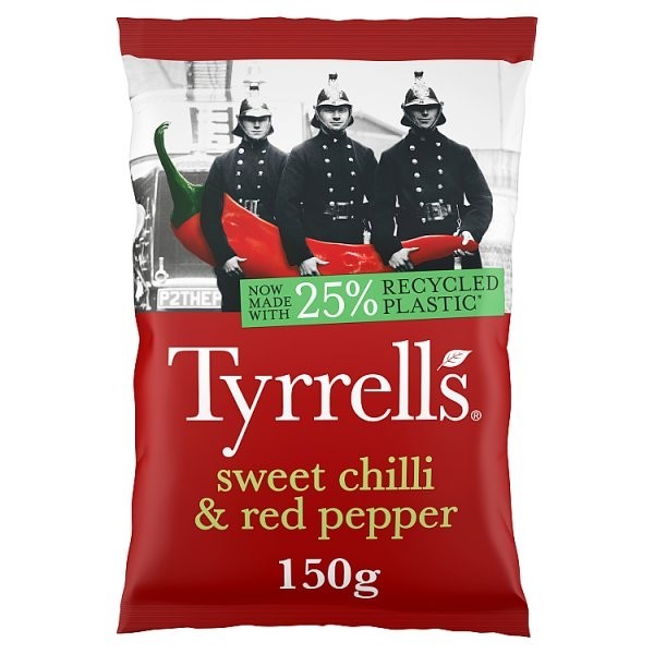 8x 150g Tyrrells Sweet Chilli & Red Pepper Sharing Crisps