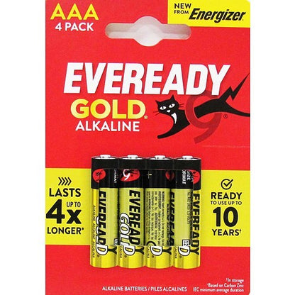 4x Eveready Gold AAA Alkaline Batteries 1.5V 4 Pack Bulk Wholesale