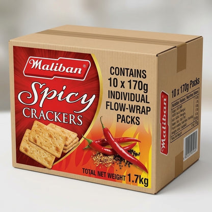 Maliban Spicy Crackers 170g x 10 Pack - Crispy Savoury Spicy Biscuits