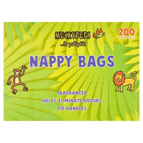 5x 200sets Muckypups Nappy Bags Fragranced with Tie Handles