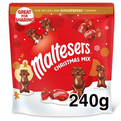 6x 240g Maltesers Milk Chocolate & Gingerbread Christmas Pouch