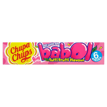20 Packs x 28g Chupa Chups Big Babol Tutti Frutti Soft Bubble Gum - 6 Pieces